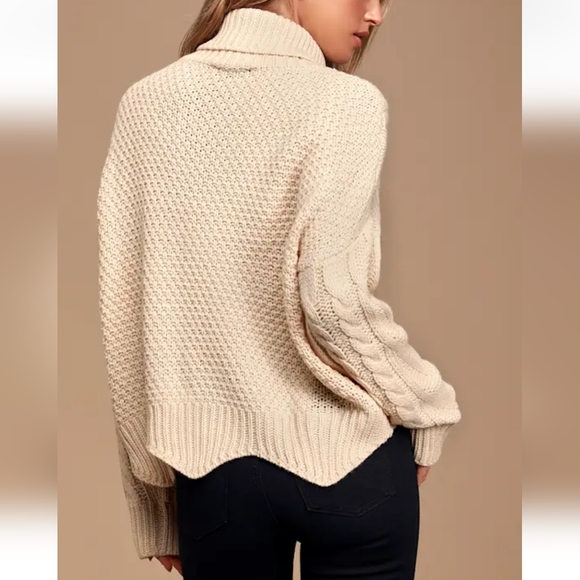Lulus Call Me Cozy Cream Cable Knit - Picture 2 of 4